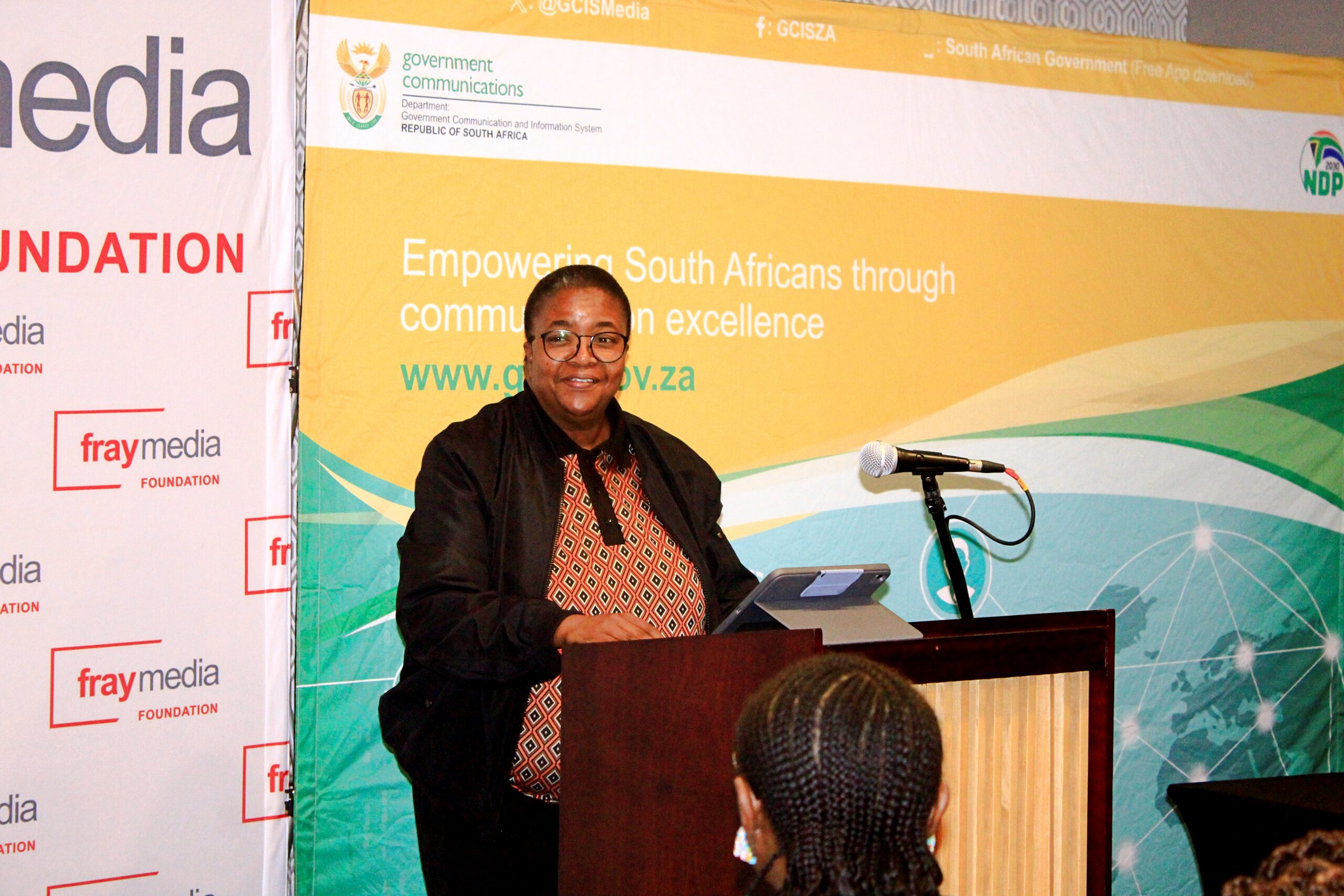 Deputy Minister Mmapaseka Steve Letsike speaking at the fraymedia and GCIS Women in Media gathering in Johannesburg.